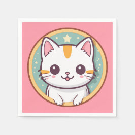 Cute Japansk Cat Kawaii Kitten Pappersservett