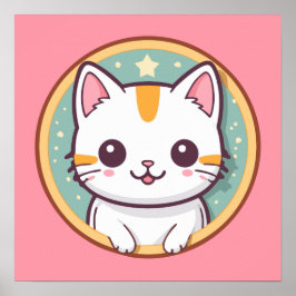 Cute Japansk Cat Kawaii Kitten Poster