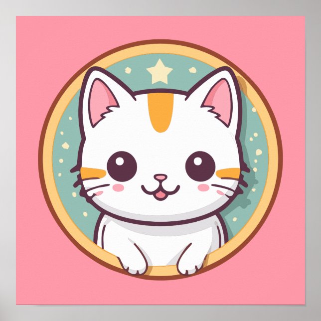 Cute Japansk Cat Kawaii Kitten Poster (Framsidan)