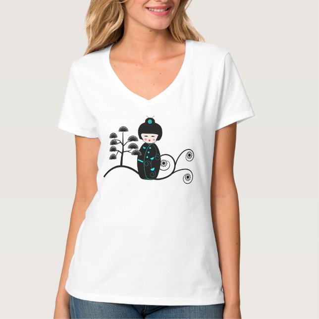 Cute Japansk doll T Shirt (Framsida)