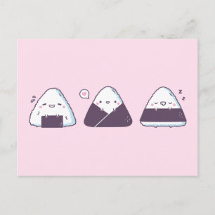 Cute Japansk Food Onigiri Ris Bollar Funny Vykort