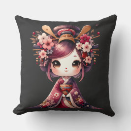 Cute Japansk Geisha Kudde