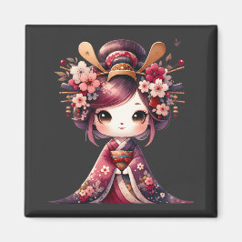 Cute Japansk Geisha Magnet