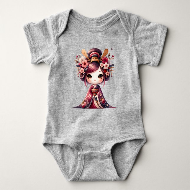 Cute Japansk Geisha T Shirt (Framsida)