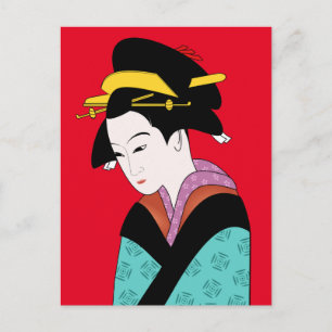 Cute Japansk Geisha Vykort
