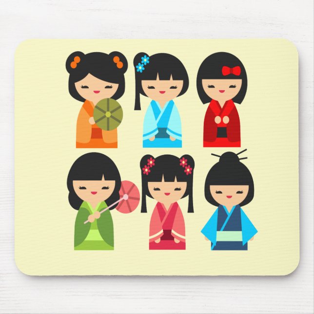 Cute Japansk Kokeshi doll mönster Musmatta (Framsidan)
