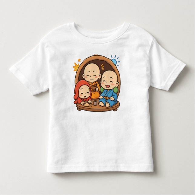 Cute Japansk Stil Munk-grafik Tee (Framsida)
