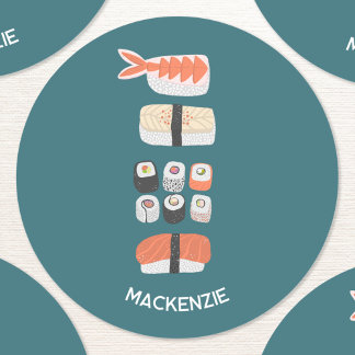 Cute Japansk sushi-Personlig Runt Klistermärke