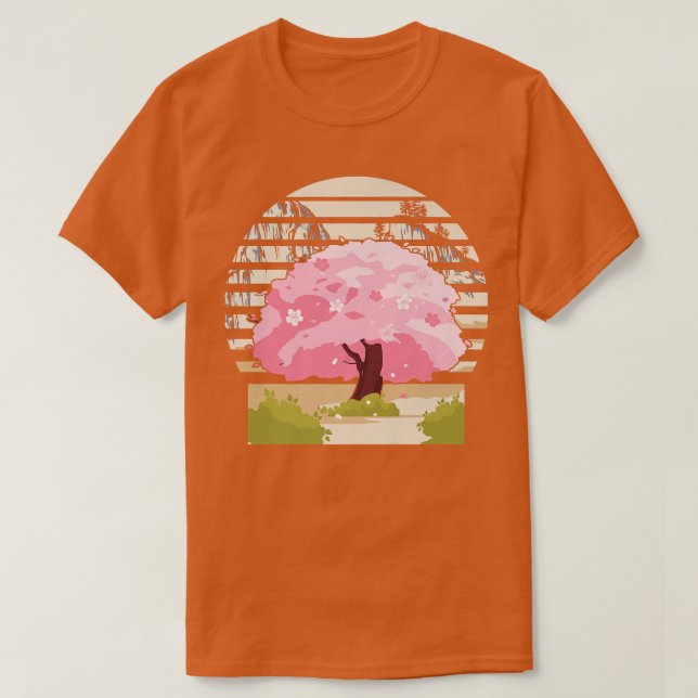 Cute Japansk traditionell Cherry Blommar Träd Kawa T Shirt (Design framsida)