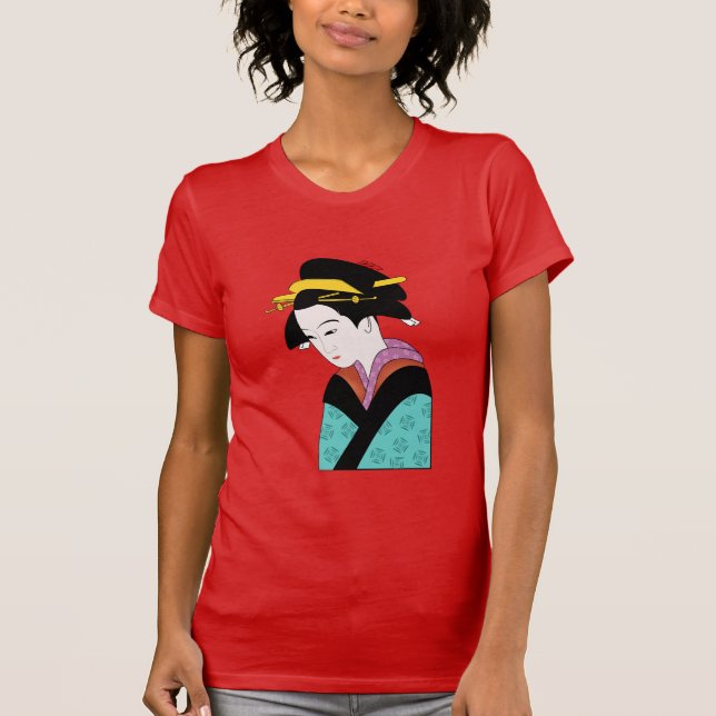 Cute Japanska Geisha T Shirt (Framsida)