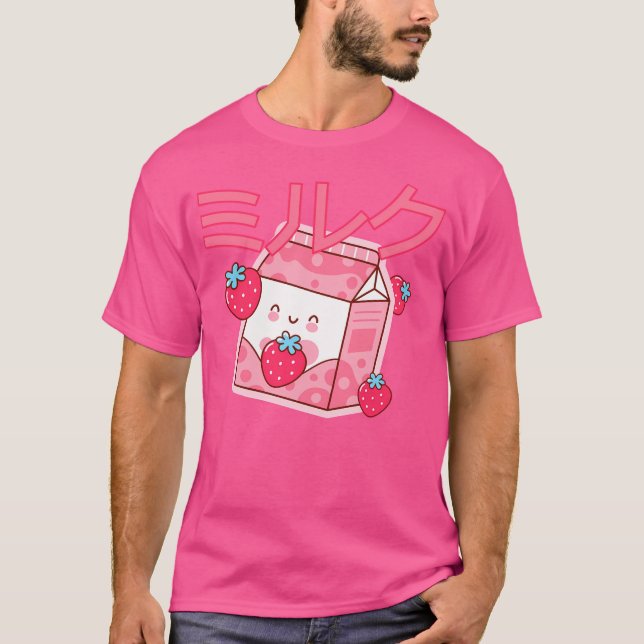 Cute Japanska jordgubbssköldpaddskarton Mjölk Kawa T Shirt (Framsida)