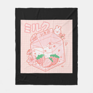 Cute Japanska Kawaii Anime Aesthetic Rosa Strawber Fleecefilt