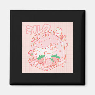 Cute Japanska Kawaii Anime Aesthetic Rosa Strawber Magnet