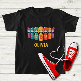 Cute Japanska Kokeshi Dolls T Shirt
