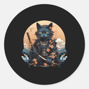 Cute Japanska Samurai Cat Shirt Tatto 2023 Kawaii Runt Klistermärke