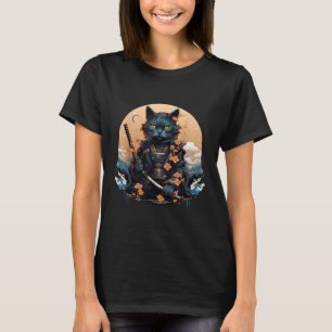 Cute Japanska Samurai Cat Shirt Tatto 2023 Kawaii T
