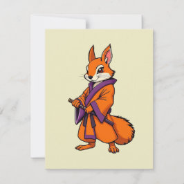 Cute Japanska Samurai Squirrel Anteckningskort