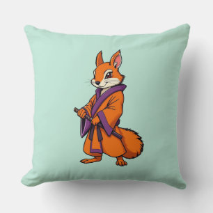 Cute Japanska Samurai Squirrel Kudde