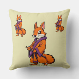 Cute Japanska Samurai Squirrel Kudde