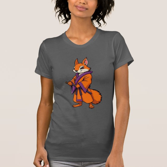 Cute Japanska Samurai Squirrel T Shirt (Framsida)