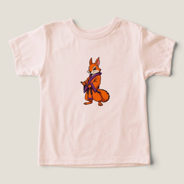 Cute Japanska Samurai Squirrel T Shirt (Design Framsida)