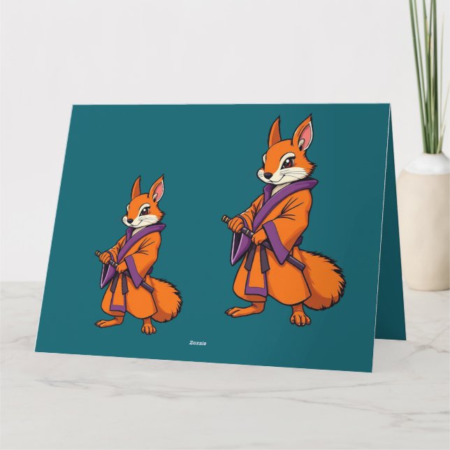 Cute Japanska Samurai Squirrel Tack Kort (Baksida)
