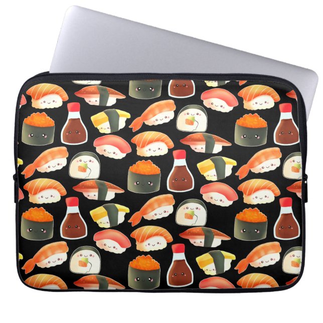 Cute Japanska Sushi Laptop Fodral (Framsidan)