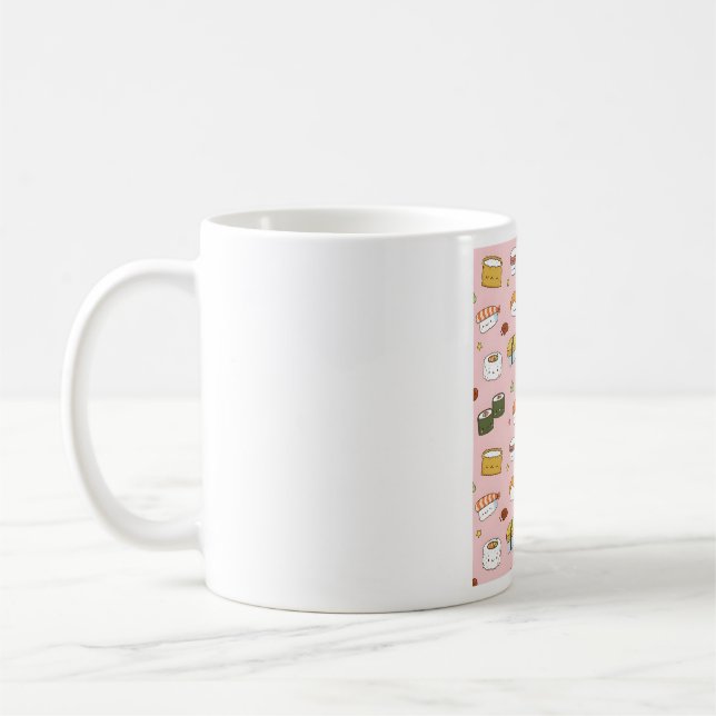Cute Japanska Sushi Mönster Kaffemugg (Vänster)
