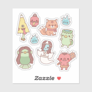 Cute Japanska Yokai-demoner och -sprit Klistermärken