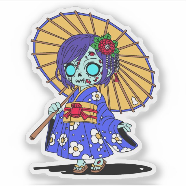Cute Japanska Zombie Klistermärken (Framsida)