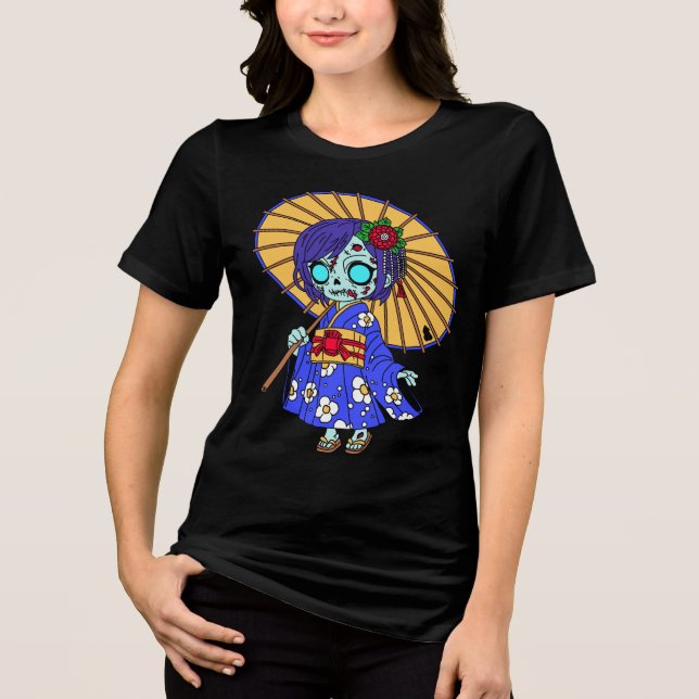Cute Japanska Zombie T Shirt (Framsida)