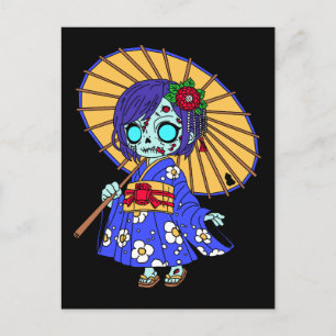 Cute Japanska Zombie Vykort