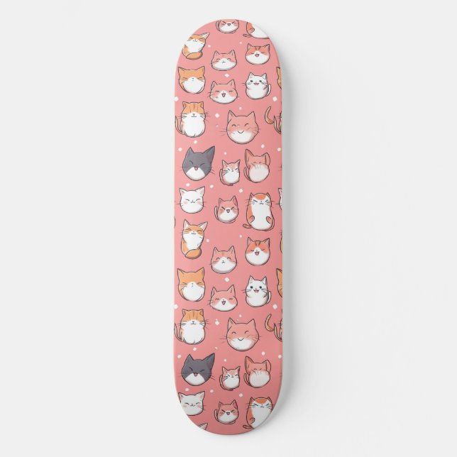 Cute Japapese Anime Cats Mönster Skateboard (Framsida)