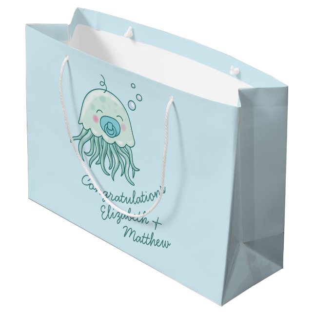 Cute Jellyfish Baby Shower Kawaii Blue Boy (Baksidan Vinklad)