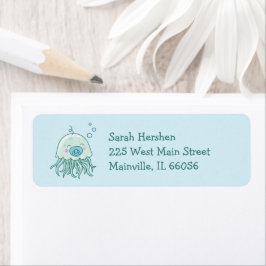 Cute Jellyfish Baby Shower Kawaii Blue Boy Returadress Etikett