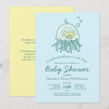 Cute Jellyfish Baby Shower Kawaii-inbjudan