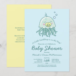 Cute Jellyfish Baby Shower Kawaii-inbjudan Inbjudningar