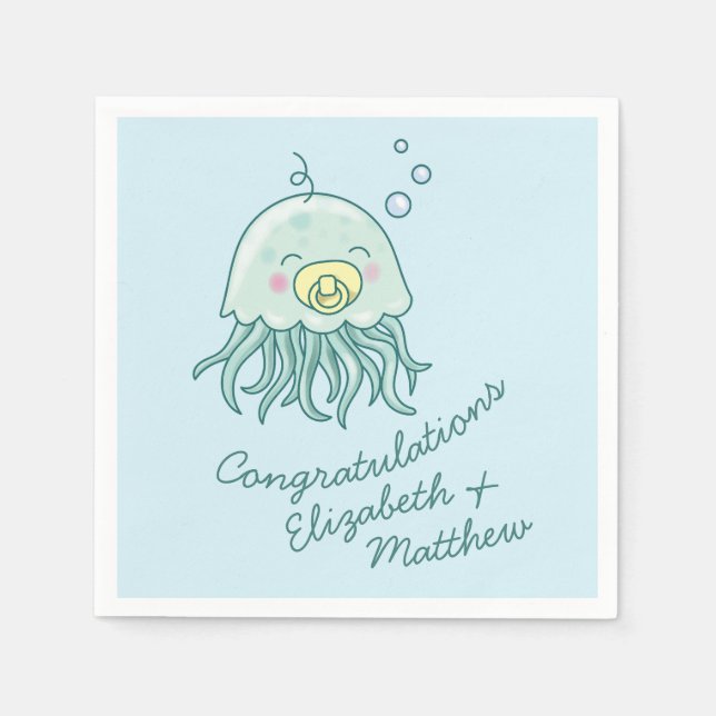 Cute Jellyfish Baby Shower Kawaii Pappersservett (Framsidan)