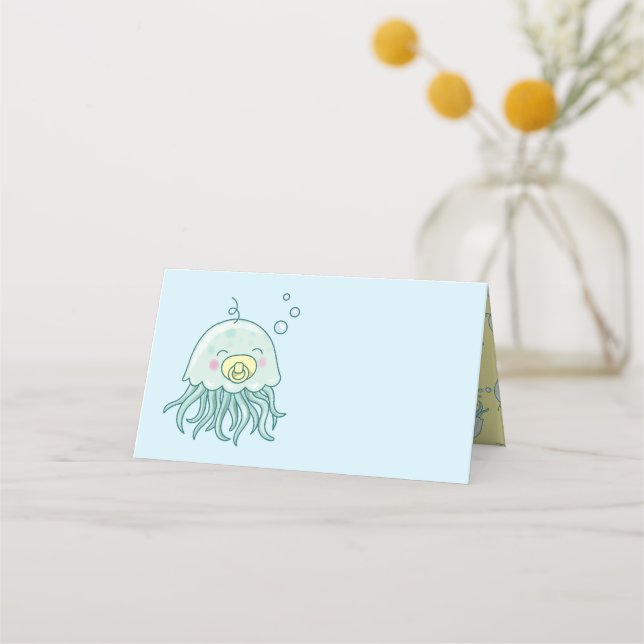 Cute Jellyfish Baby Shower Kawaii Placeringskort (Framsida)