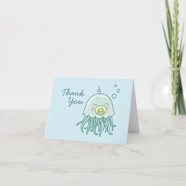 Cute Jellyfish Baby Shower Kawaii Tack Kort (Framsida)