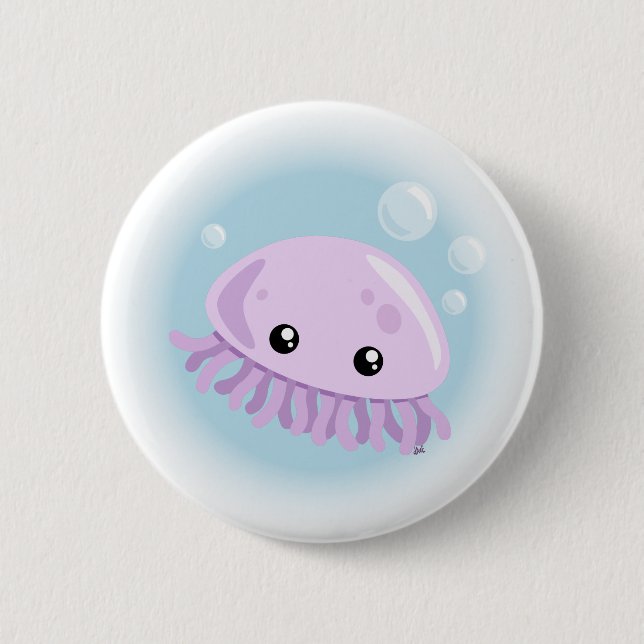 Cute Jellyfish Button Knapp (Framsida)
