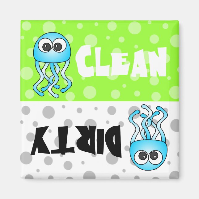 Cute Jellyfish Clean / Dirty Dishwasher Magnet (Framsidan)