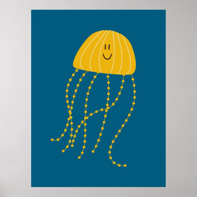 Cute Jellyfish – Fun Minimalist Ocean Poster (Framsidan)