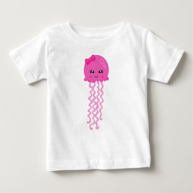 Cute Jellyfish, Little Jellyfish, Rosa Jellyfish T Shirt (Framsida)