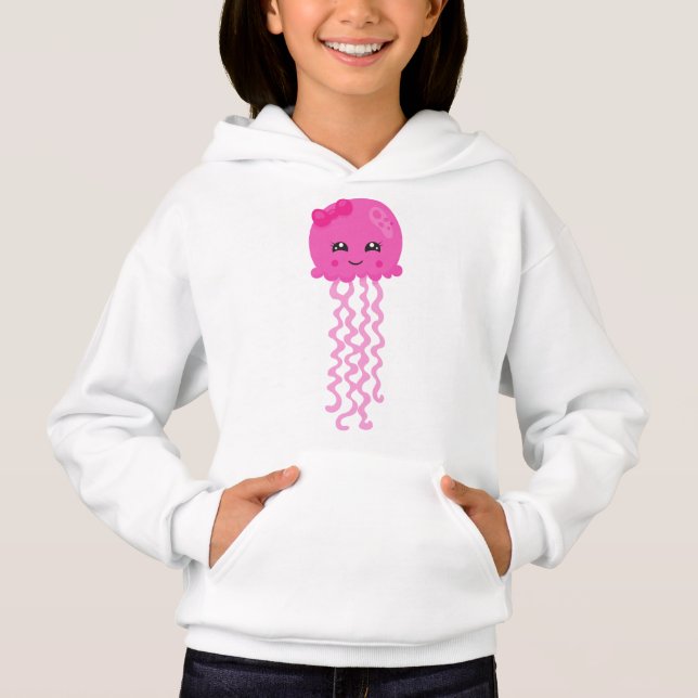 Cute Jellyfish, Little Jellyfish, Rosa Jellyfish T Shirt (Framsida)