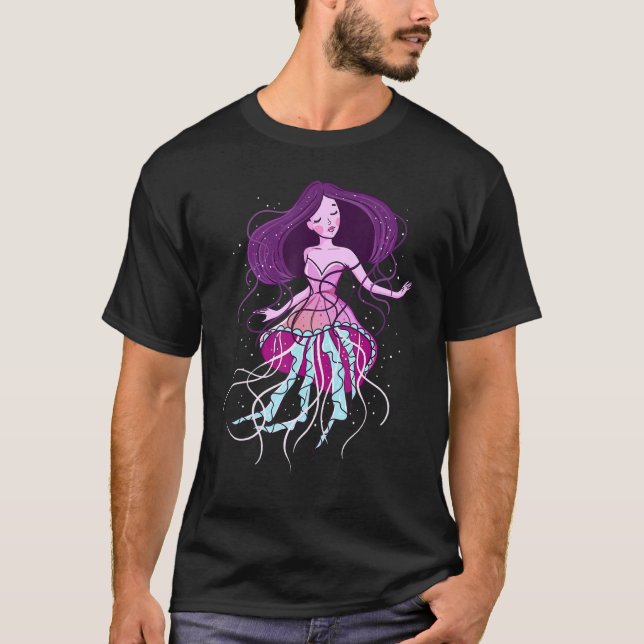 Cute Jellyfish Ocean Kärlek Aquarium Jellyfish Gir T Shirt (Framsida)