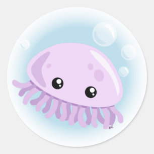 Cute Jellyfish Sticker Runt Klistermärke