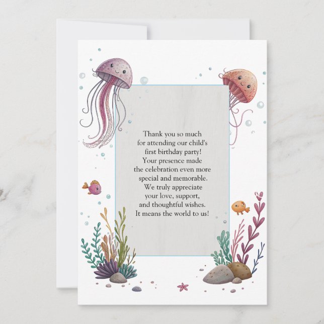 Cute Jellyfish Tack Kort (Framsida)