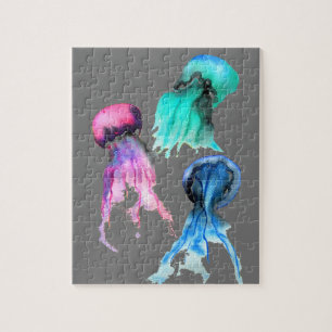 Cute jellyfish trio vattencolor art pussel