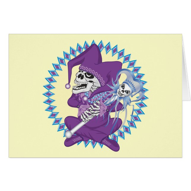 Cute Jester Skull Hälsningskort (Framsidan Horizontal)